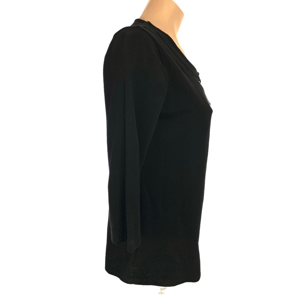 Anne Klein Sport Black Top Pullover Size Small Cotton & Elastane 3/4 Sleeve - Picture 4 of 5